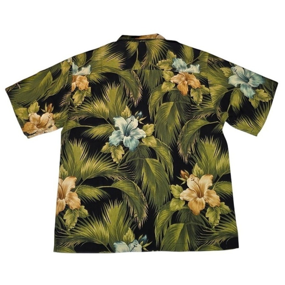Tommy Bahama Mens XL Special Rum Camp Shirt Black Green Silk Tropical Floral NEW - Picture 3 of 9
